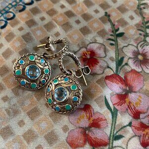 John Hardy Palu Bulan Sterling Blue Enamel Earrings